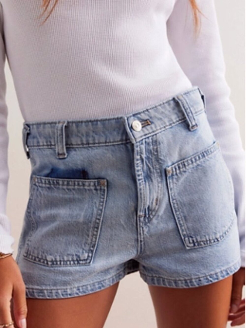 Free People Women's Bettie Sailor Shorts In Bleached Blue - Size 31 NWT